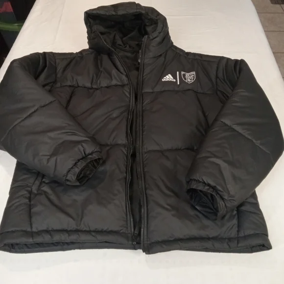 Adidas Men's Vintage Black Puffer zip Up Black Jacket Size Large